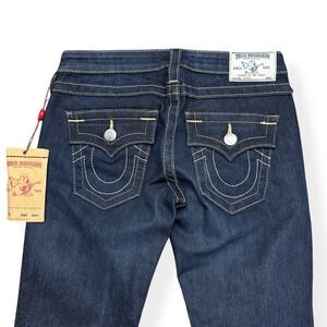 NEW True Religion Skinny Denim Jeans Flap Pockets Women's 26 Lonestar Dark Wash